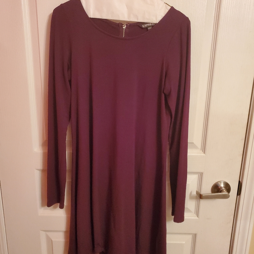 Express Dark Purple Long Sleeve Tshirt Dress